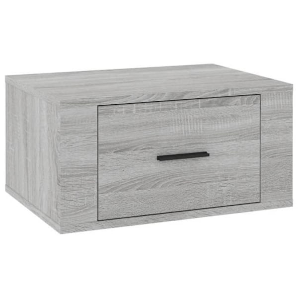 Sæt af 2 vægmonterede natborde med skuffe 50 x 36 x 25 cm ingeniørtræ grå DEC036116 kastanj