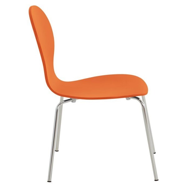 Kokitustuolit, 4 kpl, pinottavat, pyöreä selkänoja, oranssia puuta ja kromimetallia 10_0003178 kastanj