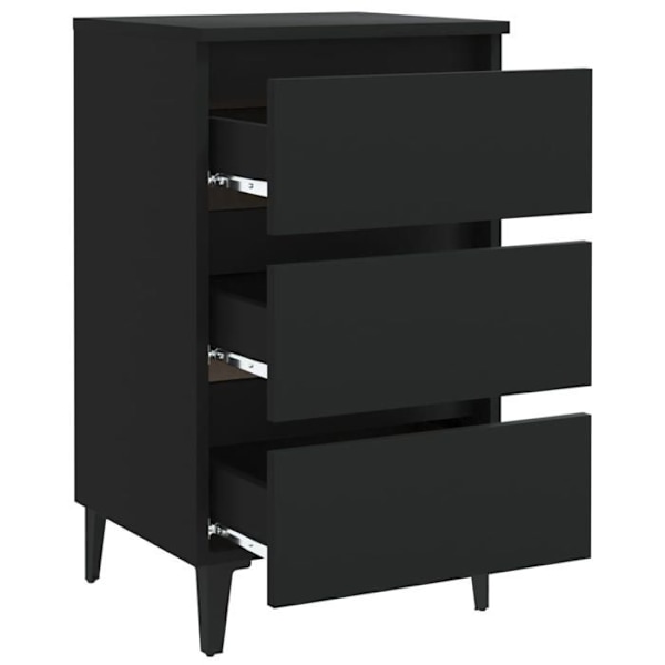 Natskab med 3 skuffer og sorte metalben 40 x 35 x 69 cm sort ingeniørtræ DEC033253 kastanj
