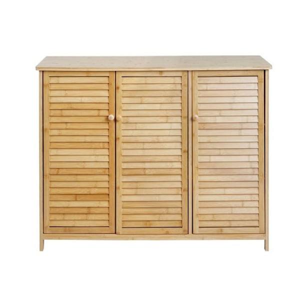 Buffet kaappi komero 3 ovea magneettilukolla bambusta 81x97x34 cm 04_0005984 Guld