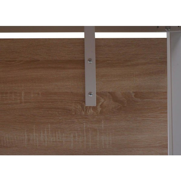 Tietokonepöytä takaseinällä ja kaapelikouruilla, 120x60 cm, valkoinen metalli ja luonnonvärinen MDF 04_0006050 Vit