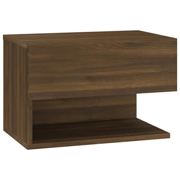 Væghængt natbord med skuffe og hylde 46 x 29,5 x 30 cm ingeniørtræ i farven eg brun DEC034264 kastanj