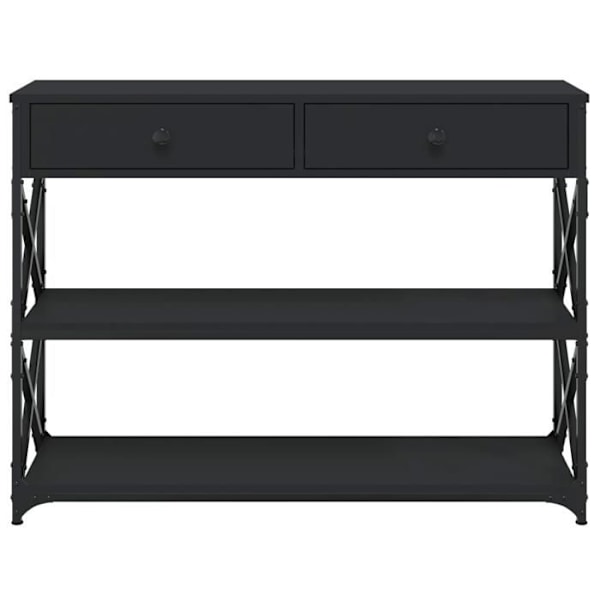 Funktionsdygtig og stilfuld konsolbord med skuffer og hylder 100 x 28 x 75 cm engineering træ sort og metal DEC032061 kastanj