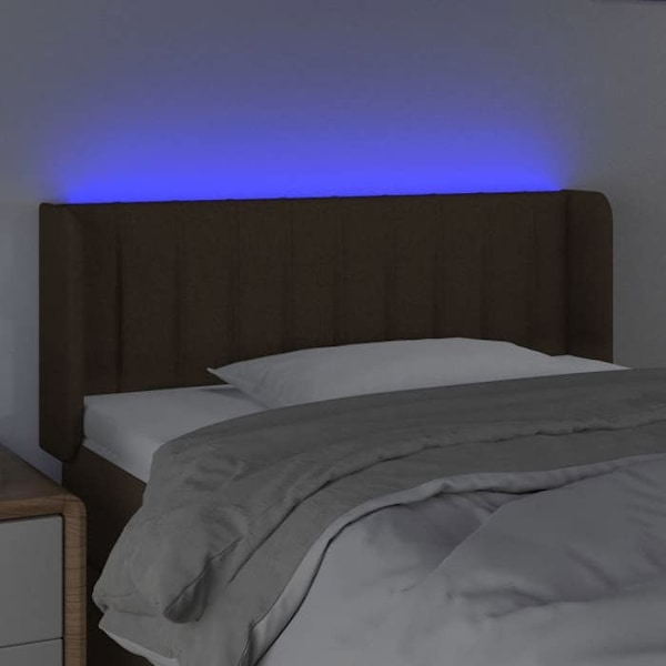 Senggavl tilbehør seng soveværelse møbel med LED 103 x 16 x 78/88 mørkebrun stof Mörkbrun