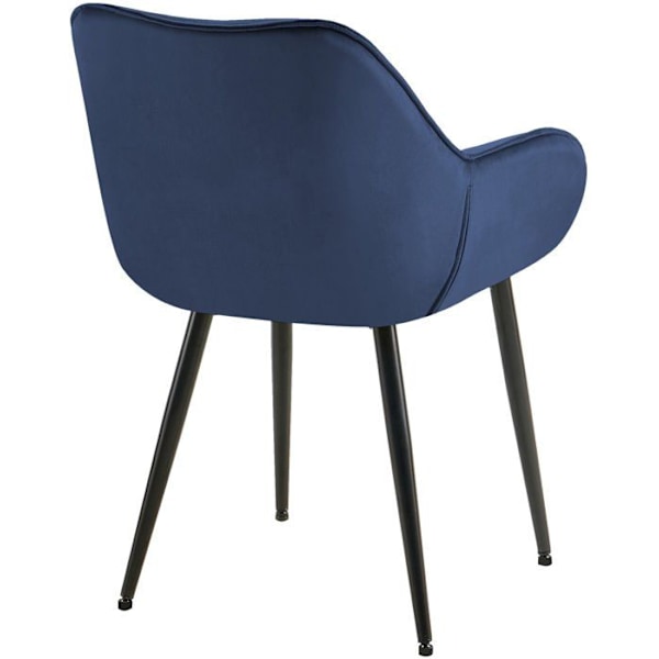 Sæt med 2 spisebordsstole med dekorative syninger i blåt velour og sorte metalben 0_0001664 Blå