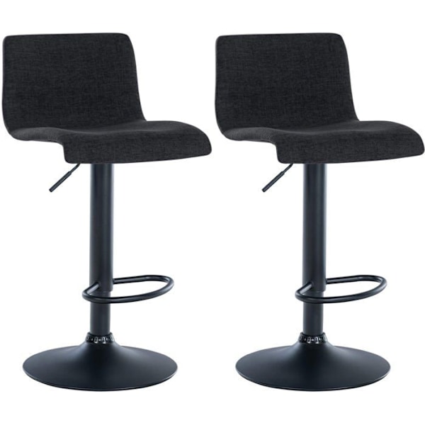 Sæt af 2 enkle design barstole med sort stoffodstøtte og sorte metalben 10_0004054 Metall