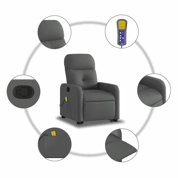 TV-relaxointituoli, jossa on hierontatoiminto, kallistettava 6 hierontapistettä tummanharmaassa kankaassa DEC026953 Grå