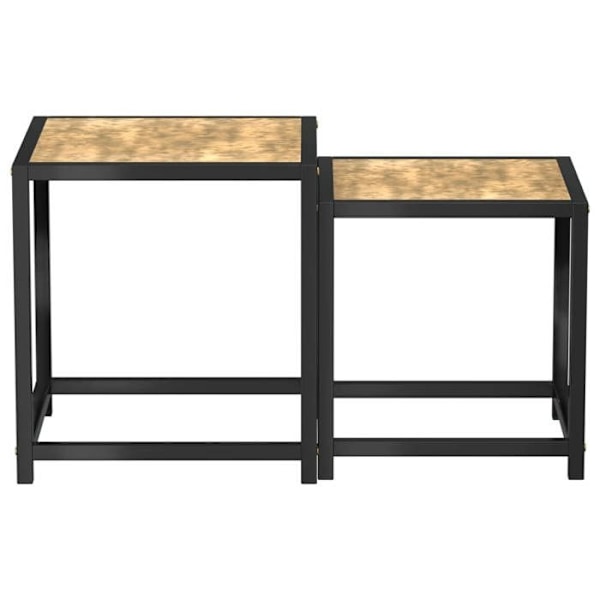 Set med 2 sidobord för växtstöd i MDF och svart stål DEC032744 Svart