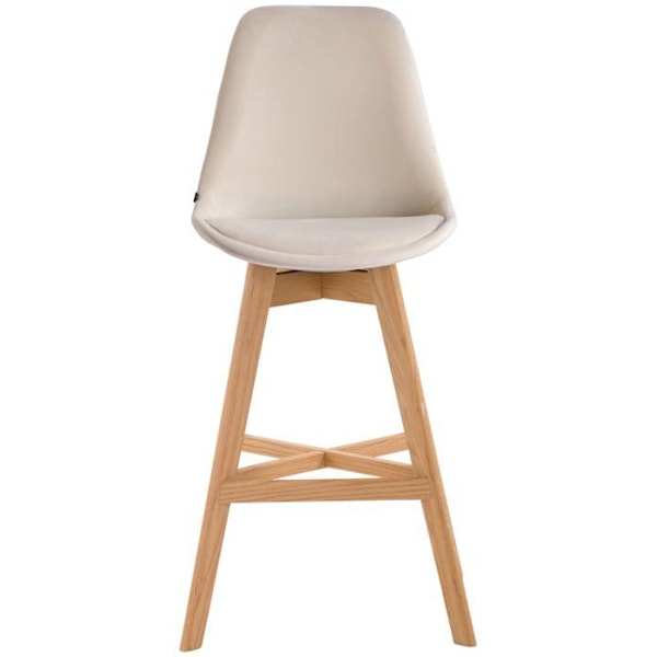 Barstol - Skandinavisk Design - Creme Velvet - Højde 112 cm - Bredde 48 cm - Dybde 56 cm Grädde
