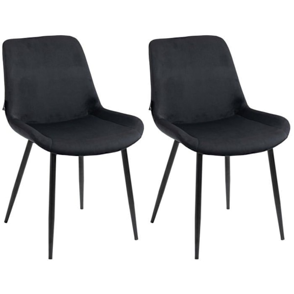 Set med 2 moderna matstolar med sits i svart sammet och ben i svart metall 10_0001635 Metall