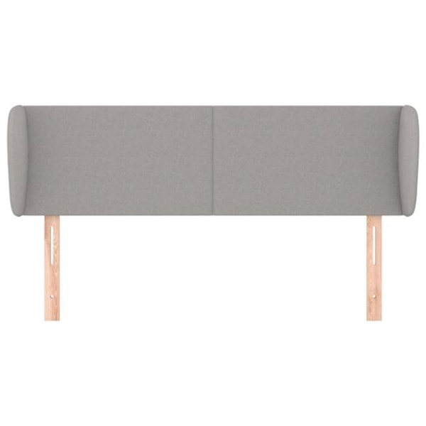 Sänggavel tillbehör sängrum möbel med sidogräns 147 x 23 x 78/88 ljusgrå tyg