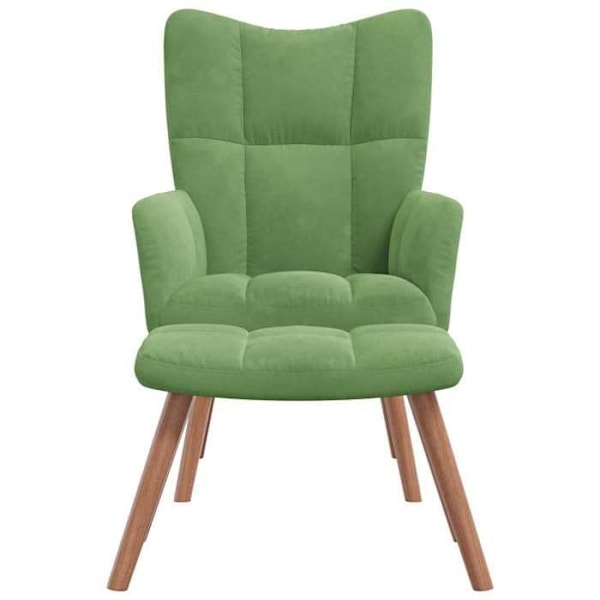 Moderne design lounge stol med fodskammel i lysegrønt fløjl DEC026550 Grön