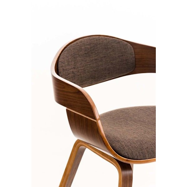 Stol til kontor uden hjul, besøgsstol i stof og træ, retro design og komfort, minimum valnøddebrun.