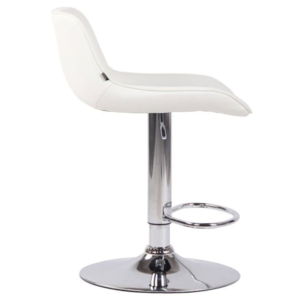 Barstol hög x1 i vit PVC med vertikala sömmar, stöd i kromat metall 10_0005097 Vit