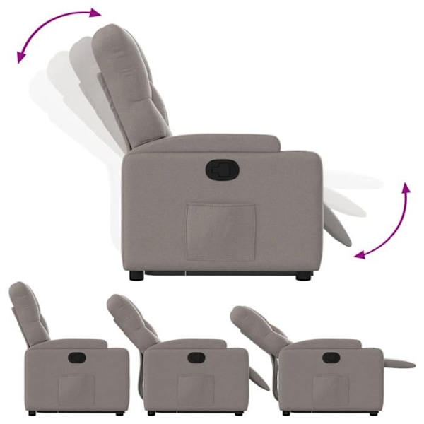 Fauteuil relax TV med behagelig polstring, elektrisk løft i taupe stof DEC028204 Guld