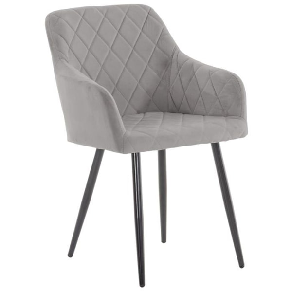 Retro design ruokapöydän tuoli, koristeelliset timanttikuvioiset päälliset, harmaa kangasistuin 10_0002108 Grå