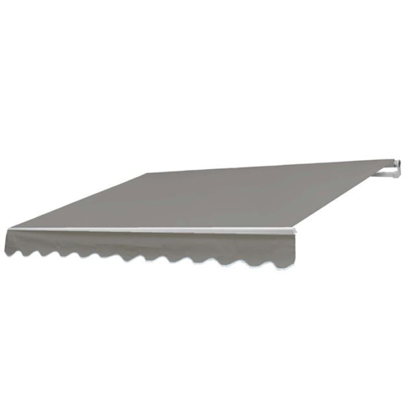 Lager markiser i aluminium med sveiv, solbeskyttelse 4 x 3m polyester gråbrun 04_0005772 Grå