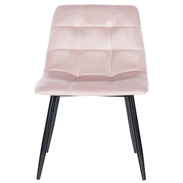 Sæt af 4 moderne og komfortable spisestuestole i rosa velour og sort metal 10_0001792 Metall