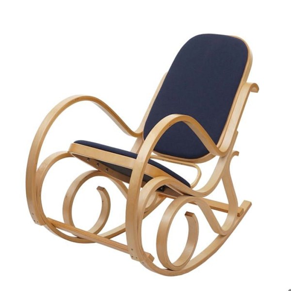 Svingestol i lyst træ - Rocking chair - Antracitgrå - Stof