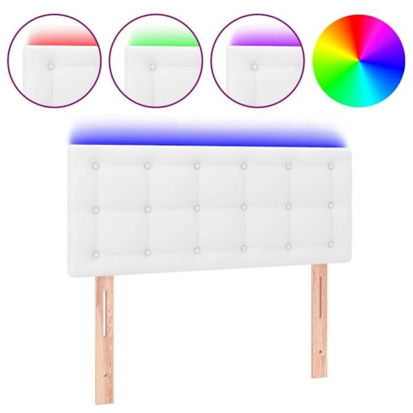 Hovedgærde - LED - Hvid - 100x5x78/88 cm - Syntetisk læder - Moderne - Design Vit