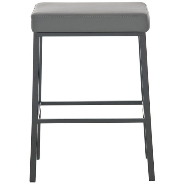 2 kpl baarijakkaroita yksinkertaisella jalkatuella, korkeus 85 cm, harmaa PVC ja musta metalli 10_0004377 Grå