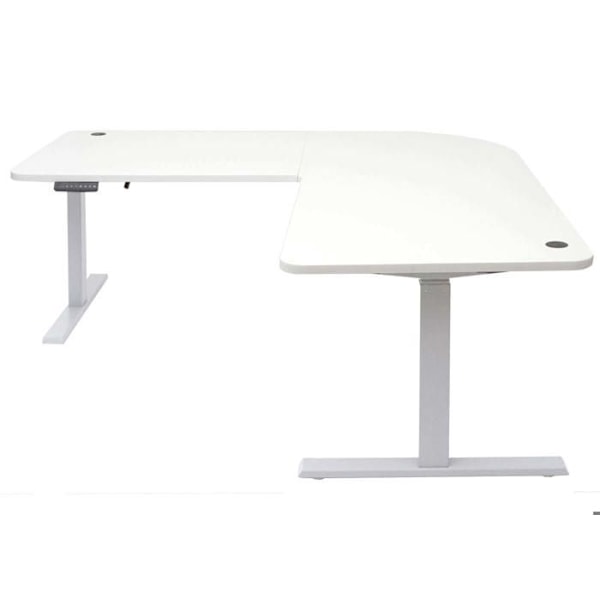 Hjørne skrivebord med elektrisk højderegulering 178 x 178 cm HDF i hvid farve med grå stålben 04_0006022 Vit