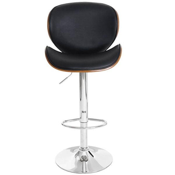 Barstol i trä, böjd design, retro, valnöt, svart PVC 04_0001218 kastanj