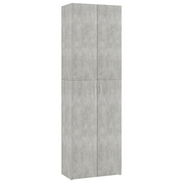Kontor møbel opbevaringsskab 5 hylder med to døre farve grå beton 60 x 32 x 190 cm ingeniør træ grå DEC02 kastanj