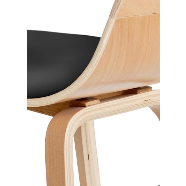 Designad skandinavisk matstol i svart PVC med struktur i ljust trä 10_0001911 kastanj