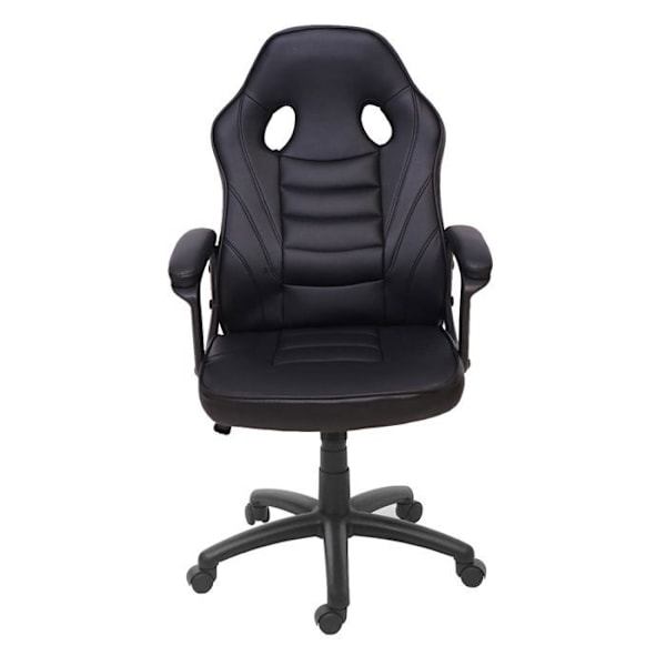 Ergonomisk kontorstol til gamere med hjul, drejelig, højdejusterbar, syntetisk, sort 04_0001839 Svart