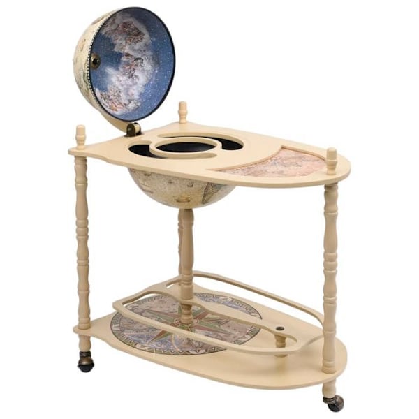 Globe-baari itse kantava viiniteline maapallon muotoisena 70 x 45 x 88 cm eukalyptuspuusta vihreänä ja valkoisena DEC024445 Vit