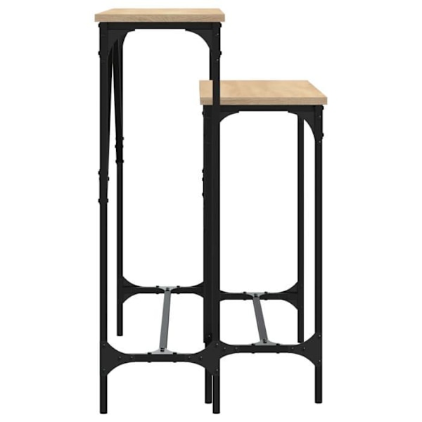 Sæt med 2 konsolbord i ingeniørtræ og metal DEC032598 kastanj