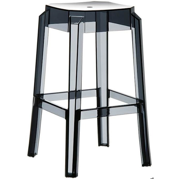 Sæt med 2 barstole til indendørs eller udendørs brug, moderne design, sort gennemsigtig plastik 10_0004150 Svart