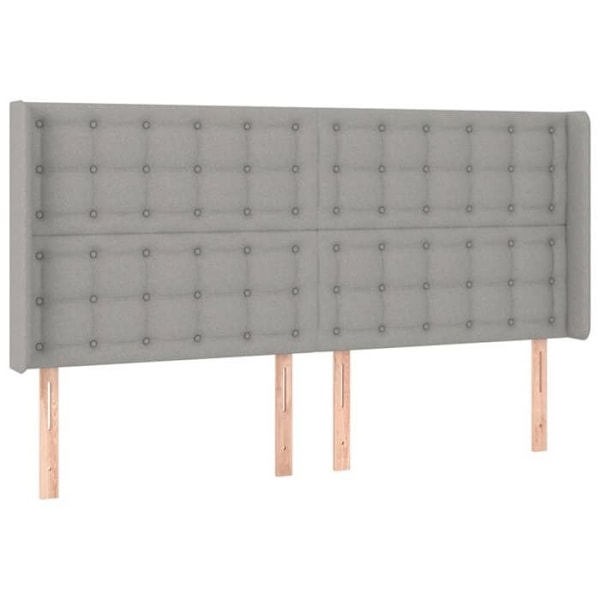 Sänggavel tillbehör för sovrum möbel med sidokant 203 x 16 x 118/128 cm ljusgrått tyg TDL0205191 Grå