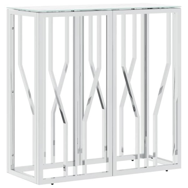 Pöytäkonsole sisäänkäynti 70 x 30 x 70 cm ruostumatonta terästä ja karkaistua lasia DEC031599 Silver