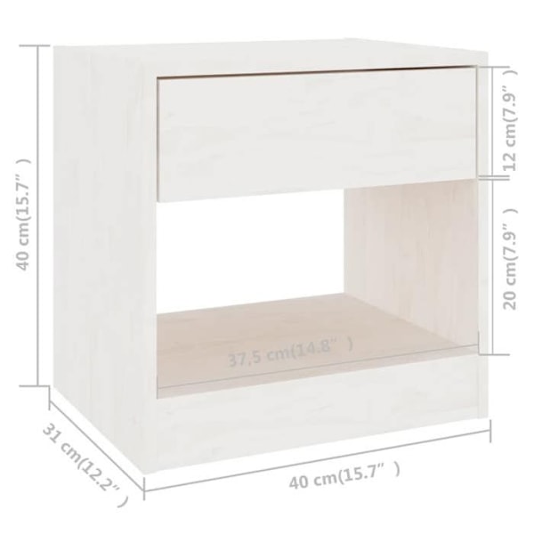 Yöpöytä avonaisella osastolla ja laatikolla 40 x 31 x 40 cm valkoista mäntyä DEC033344 Vit