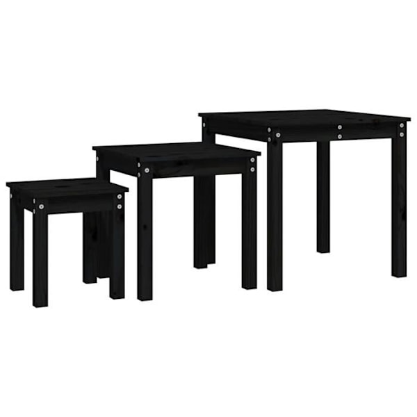 Sats med 3 svarta pinjonbord i trä DEC032733 kastanj