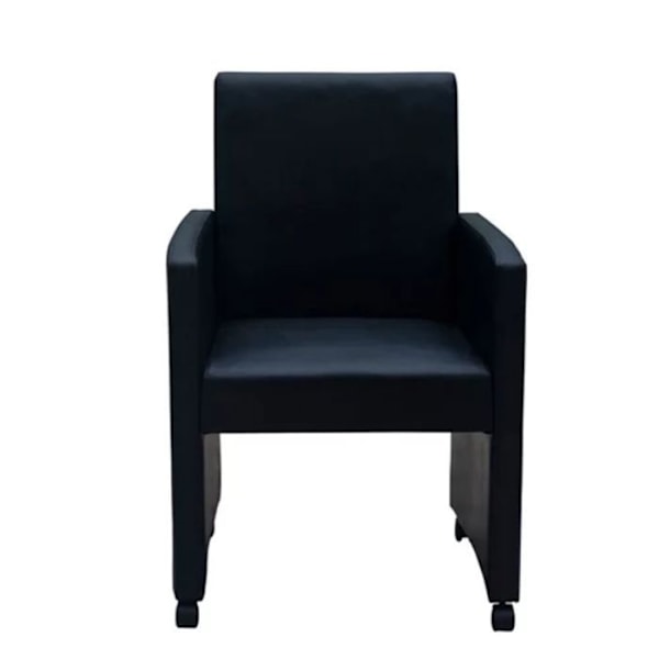 Sæt af 2 spisestuestole til køkken på hjul, moderne og ergonomisk design i sort syntetisk materiale