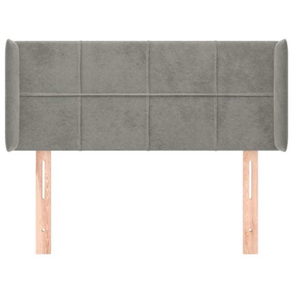 Hovedgavl til seng, tilbehør til soveværelse, møbel med sidekant 103 x 16 x 78/88 lys grå velour
