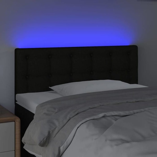 Sengegavl tilbehør soveværelse møbel med LED 100 x 5 x 78/88 cm sort stof TDL0200754 Svart