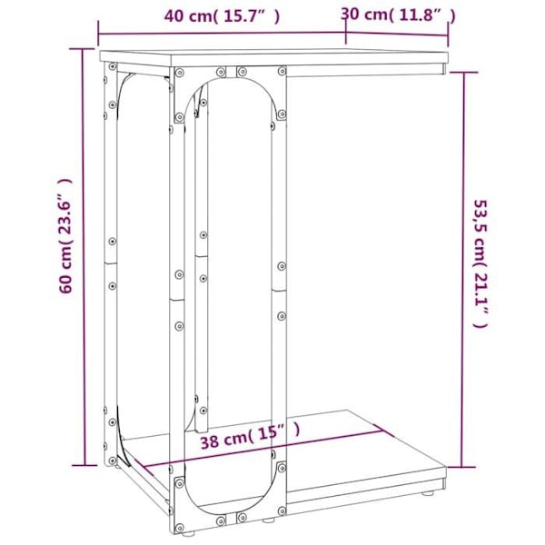 Aflastabel til sofa 40 x 30 x 60 cm i ingenierings træ i egetræ farve og stål DEC032413 kastanj