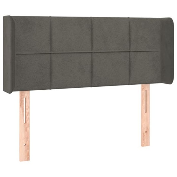 Sänggavel tillbehör sovrum möbel med sidokant 103 x 16 x 78/88 tyg sammet mörkgrå
