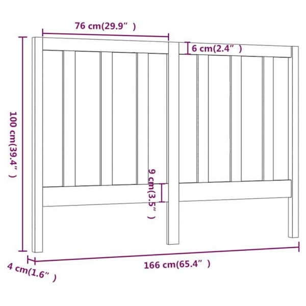 Hovedgavl til seng til soveværelse møbel 166 x 4 x 100 cm grå fyrretræ TDL0203384 Grå