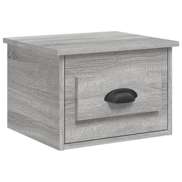 Set med 2 väggmonterade sängbord med låda 41,5 x 36 x 28 cm grå ingenjörsträ DEC036111 kastanj