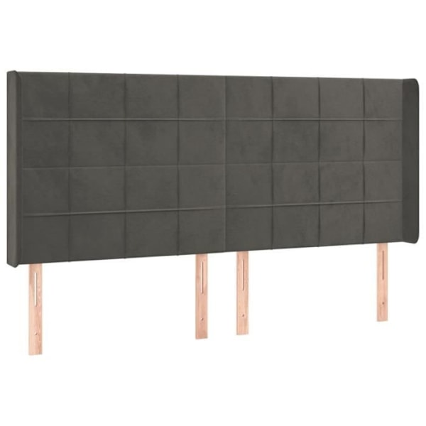 Hovedgærde - LED - Mørkegrå velour - 203x16x118/128 cm - Moderne stil - Moderne design Mörkgrå