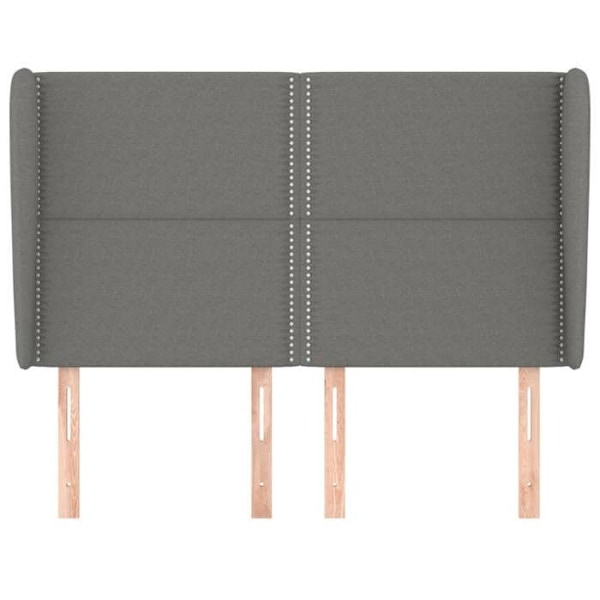 Hovedgærde til seng med sidestøtte 147 x 23 x 118/128 cm mørkegrå stof TDL0205004 Grå
