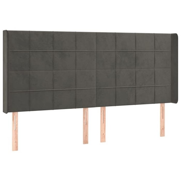 Sänggavel sängaccessoar sovrum möbel med sidokant 203 x 16 x 118/128 mörkgrå sammet