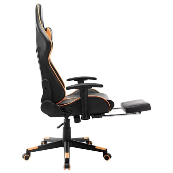 Kontorstol gaming med hjul og fodstøtte i sort og orange PVC DEC025783 Svart