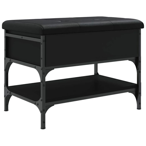 Skoopbevaring med sort sædepolstring 62 x 42 x 45 cm i sort ingeniørtræ og metal DEC024919 Brun
