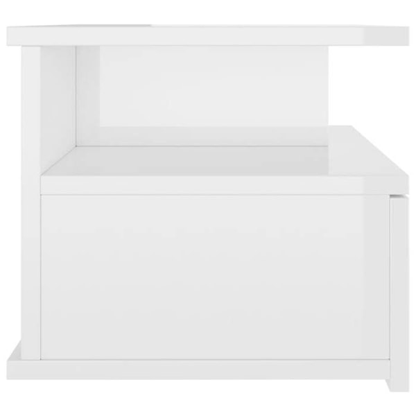 Sæt med 2 væghængte natborde 40 x 31 x 27 cm med skuffe og hylde i hvidt ingeniørtræ DEC036003 Vit